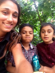 Sonia working with the children in India in one of our psychology internships