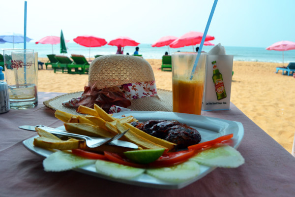 Seafood at Calangute beach in Goa